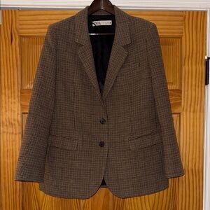 Zara Brown Checkered Blazer